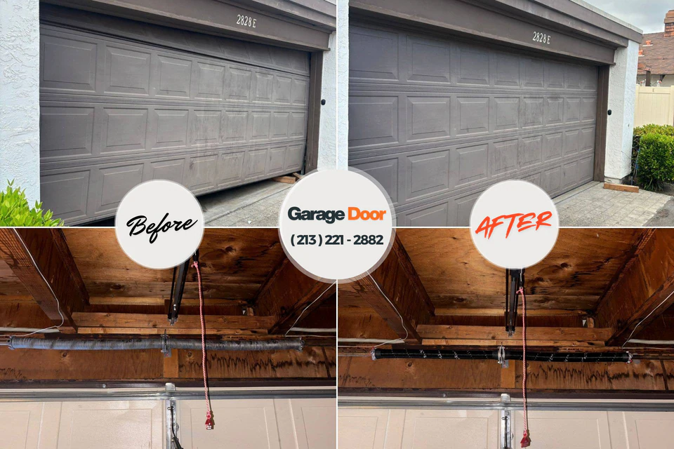 Before and after: garage door repair Leith-Hatfield, PA